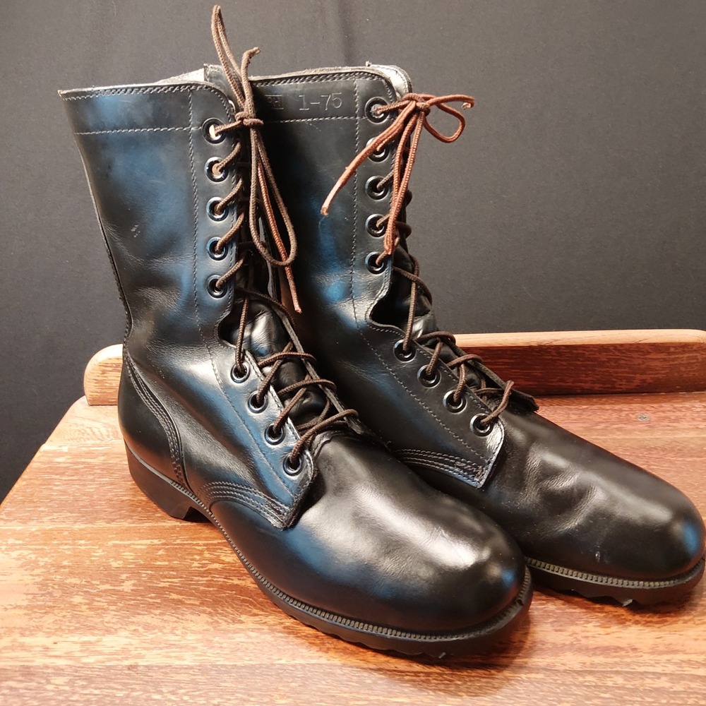 Vintage 1975 Ro-Search US Military Combat Boots Black Leather Mens 9 R 1-75